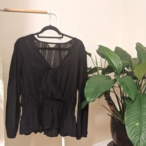 Black knit wrap shirt